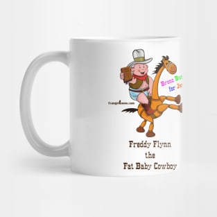 Fat Baby Cowboy Bronc Busting for Jesus! (colored text) Mug